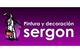 Imagen de un logo morado: "Pintura y decoración sergon" con un pintor ilustrado.