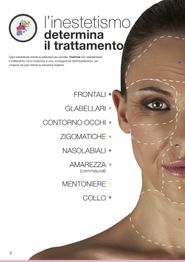 Mezza faccia di donna con aree trattabili evidenziate, testo sui trattamenti estetici.
