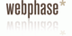 Text "webphase" mit Sternchen, gespiegelt darunter.
