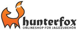 Logo von Hunterfox, einem Onlineshop für Jagdzubehör, mit einem orangefarbenen Fuchs.