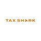 "Orange 'Tax Shark' logo with a shark fin between the words."