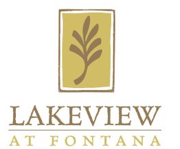 Logo with a stylized leaf and text: "LAKEVIEW AT FONTANA".