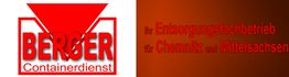 Logo "BERGER Containerdienst", Text: Ihr Entsorgungsfachbetrieb für Chemnitz und Mittelsachsen.