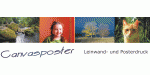Collage von Naturfotos und Porträt mit Text: "Canvasposter - Leinwand- und Posterdruck".