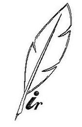 Schwarz-weiße Zeichnung einer Feder mit den Buchstaben "ir" darunter.