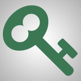 Ilustración de una llave verde sobre un fondo gris claro.