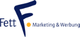 Logo mit großem blauem „F“ und dem Text „Fett Marketing & Werbung“ daneben.