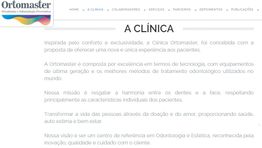 Logotipo e texto descrevendo a Ortonmaster, clínica odontológica com foco em conforto e exclusividade.