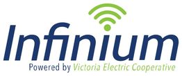 Logo reading "Infinium" with a Wi-Fi symbol, by Victoria Electric Cooperative.