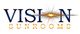 Logo saying "Vision Sunrooms" with a sunburst through the "O" in "VISION".