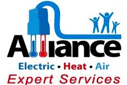 Logo of Alliance Expert Services with icons for Electric, Heat, and Air.