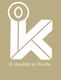 Logo mit großem stilisiertem "K" und Text "Qualität in Wachs" auf beigem Hintergrund.