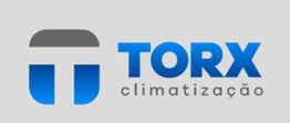 Logotipo da Torx Climatização com design em azul e cinza sobre fundo claro.
