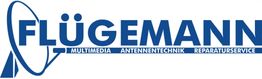 Logo mit Schriftzug "FLÜGEMANN", darunter: Multimedia, Antennentechnik, Reparaturservice.