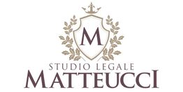 Stemma centrale con corona e foglie. Testo: Studio Legale Matteucci.