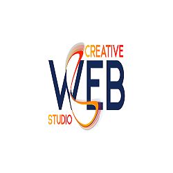 Creative Web Studio logo with stylized text and colorful swooshes.