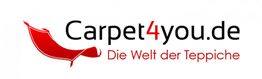 Logo von Carpet4you.de, rote Teppichgrafik, Text: "Die Welt der Teppiche".