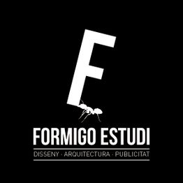 Logo de Formigo Estudi: letra F, una hormiga y texto "disseny, arquitectura, publicitat".