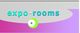 Text: "expo-rooms" in türkis auf lila Hintergrund mit grünem Kreissymbol.
