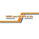 Logo van Wim van Dijke & Zn: "VERHUIZINGEN TRANSPORTEN" in oranje en blauw.