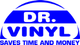 Logo mit blauem Text: "DR. VINYL" und Slogan "Saves Time and Money".