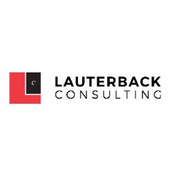 Lauterback Consulting logo with a red and black geometric design.