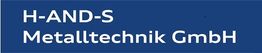 Blaues Logo mit der Aufschrift "H-AND-S Metalltechnik GmbH" in weißer Schrift.