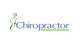Silhouette with a green spine beside the word "Chiropractor" underlined in green.