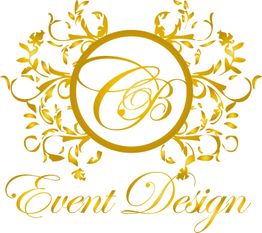 Goldenes Ornament mit den Buchstaben "CP" und dem Text "Event Design".