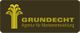 Logo mit gelbem Baum, Text: "GRUNDECHT Agentur für Markenentwicklung", brauner Hintergrund.