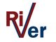 Logo mit dem Wort "River", das in rot und blau gestaltet ist.
