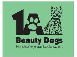 Logo mit Text "1A Beauty Dogs" und "Hundepflege aus Leidenschaft", Hund und Tatze abgebildet.