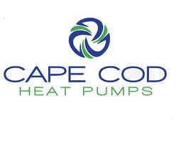 Cape Cod Heat Pumps logo with a green and blue swirl design above the text.
