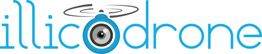 Logo "illicodrone" avec un motif de caméra stylisée intégrée dans le texte en bleu.
