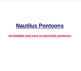 Text: "Nautilus Pontoons - Unsinkable and easy to assemble pontoons."