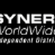 Schwarz-weißes Logo mit "SYNERGY WorldWide" und "independent distributor" Text. Hände bilden Ring.