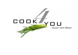 Cook4You-Logo mit Schnittlauch und Text: "...Essen nach Mass!".