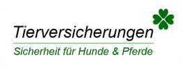 Logo mit Text: "Tierversicherungen. Sicherheit für Hunde & Pferde", neben Kleeblatt.