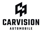 Schwarzes Logo von Carvision Automobile mit abstrakten, ineinandergreifenden Formen darüber.