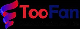 Logo with twisted red and blue ribbon beside the text "TooFan: Communication For Life."
