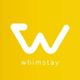 White "W" logo on a yellow background with the word "whimstay" below.
