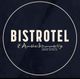Logo van Bistrotel 't Amsterdammertje met donkerblauwe achtergrond en witte tekst.