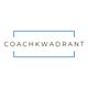 Logo van Coachkwadrant met blauwe rechthoekige omlijning en zwarte tekst.