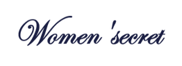 Schriftzug "Women'secret" in dunkelblauer Schreibschrift auf weißem Hintergrund.