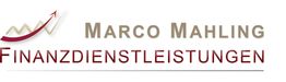 Logo mit Schriftzug „Marco Mahling Finanzdienstleistungen“ und einem stilisierten Anstiegspfeil.
