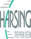 Logo mit Schriftzug "Harsing Treppenideen" und grafischen Linien in Grau und Grün.