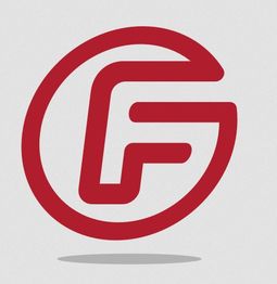 Red letter "F" inside a red circle, on a light gray background.