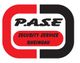 Logo mit rotem und schwarzem C, Text: "P.A.S.E Security Service Rheingau".