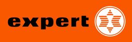 Fondo naranja con la palabra "expert" en negro y símbolo blanco de estrella al lado.