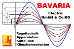 Logo der Bavaria Electric GmbH & Co. KG mit technischen Diagrammen und Schriftzug zur Regeltechnik.